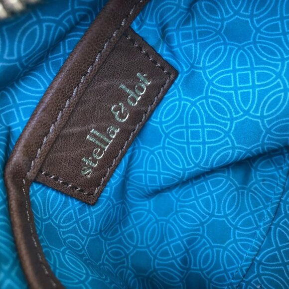 STELLA & DOT Leather Chain Crossbody Purse Brown Bag Zipper Womens - Picture 6 of 13